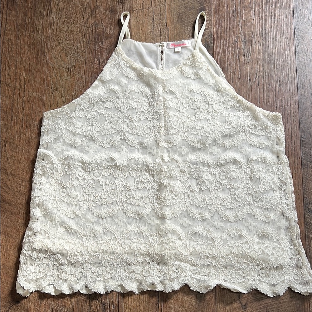 White Boxy Lace Camisole Tank Top